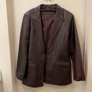 Burgundy/Black Leather Jacket